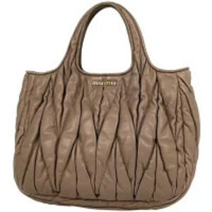 Miu MIu 2way Shoulder Bag Leather Pink Beige
